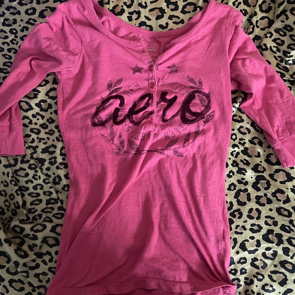 Aeropostale Bright Pink Logo Tee